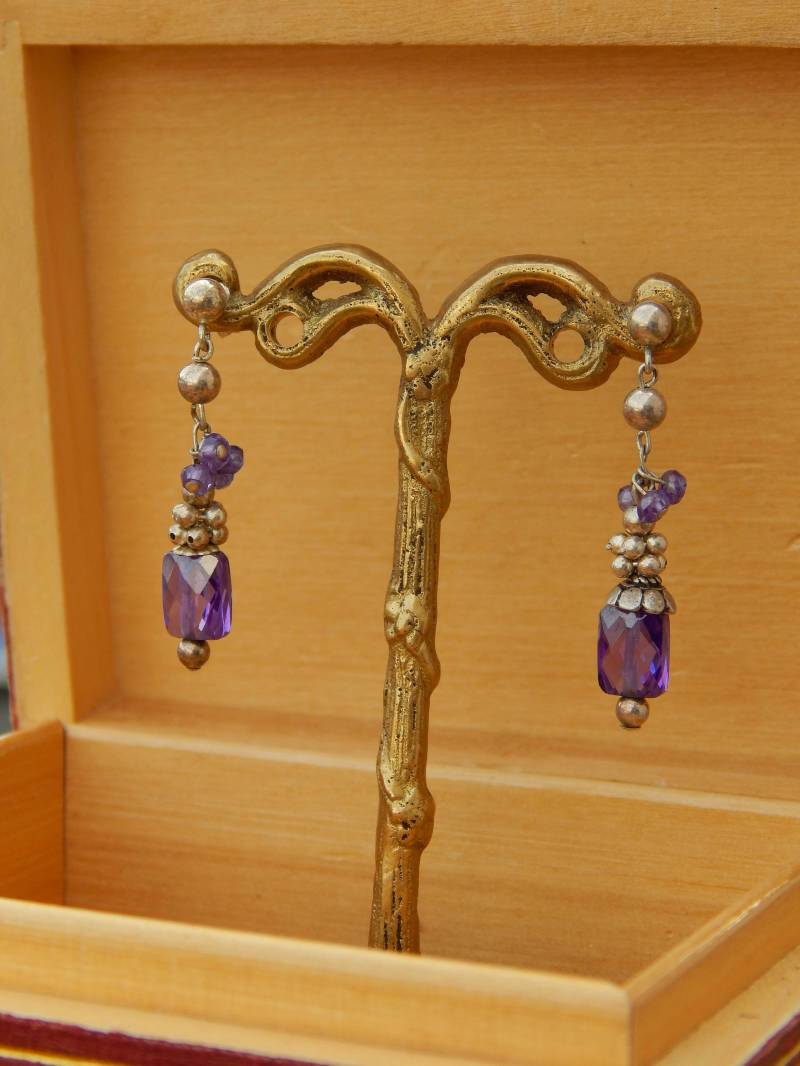 Vintage Sterling Silber Amethyst Ohrringe, Nachlass Schmuck Vintage Sterling Silber Amethyst Ohrringe, Nachlass Schmuck von HiddenStairwayFinds