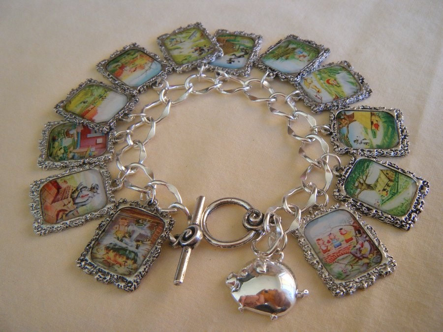 Die Drei Kleinen Schweinchen 13 Charm Armband Die Drei Kleinen Schweinchen 13 Charm Armband von HiddenValleyJewelry