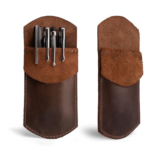 Durable Leather Pocket Protector/Pencil Pouch/Office & Work Essentials Pen Holder Handmade by Hide & Drink :: Bourbon Brown von Hide & Drink