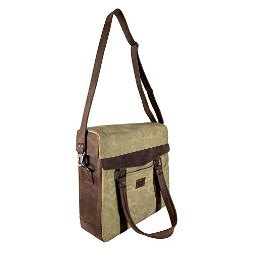 Durable Waxed Canvas and Thick Leather Vynil Records Messenger Bag Handmade by Hide & Drink von Hide & Drink