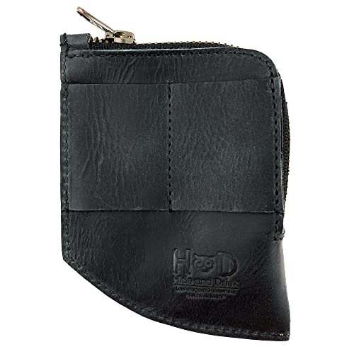 Hide & Drink, EDC Taschengeldbörse, gebogener Geldorganizer, schlanker Kartenhalter, Geldklammer, Vollnarbenleder, handgefertigtes Reisezubehör, anthrazit/schwarz, Charcoal Black, Rustikal von Hide & Drink