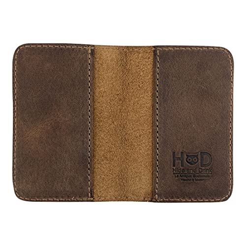 Hide & Drink, Minimalistischer Kartenhalter, handgefertigt aus Vollnarbenleder – klassisch, professionell, kompakt – Bargeld, EC-, Kreditkarten, Ausweis – Bourbon Brown, Bourbon-Braun, Minimalistisch von Hide & Drink