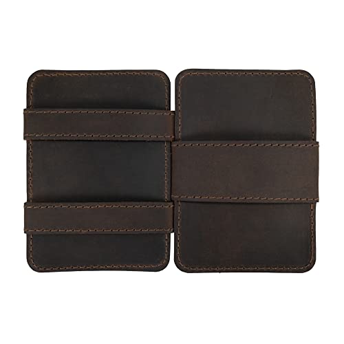 Hide & Drink, Slim Magic Geldbörse, Karten und Bargeld Organizer – handgefertigt aus Vollnarbenleder – Bourbon Brown, Bourbon-Braun, Classic von Hide & Drink