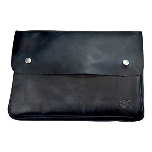 Hide & Drink, Vintage Ordner Dokumentenhalter Aktenmappe A5 Binder Umschlag Portfolio Bleistifttasche Vollnarbenleder Handarbeit (Schieferblau) von Hide & Drink