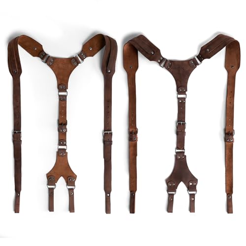 Hide & Groom, Genietete Hosenträger mit verstellbaren Trägern, Vollnarbenleder, handgefertigt, Bourbon-Braun, Unique Hide & Groom, Genietete Hosenträger mit verstellbaren Trägern, Vollnarbenleder, handgefertigt, Bourbon-Braun, Unique von Hide & Groom