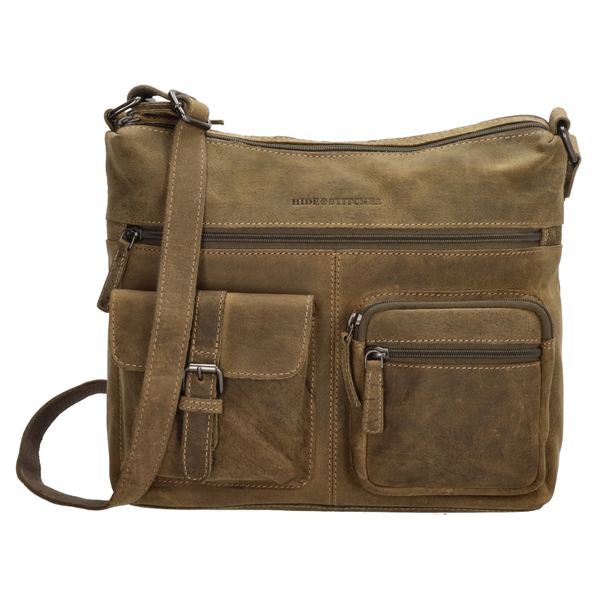 Hide & Stitches Idaho Cross body Shoulder bag-Olive von Hide & Stitches