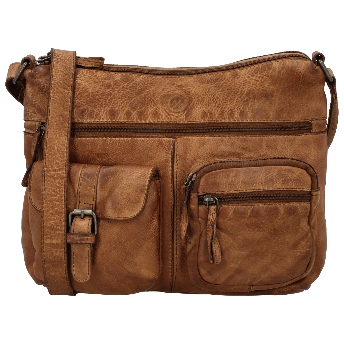 Hide & stitches paint rock crossbodytas-Cognac von Hide & Stitches
