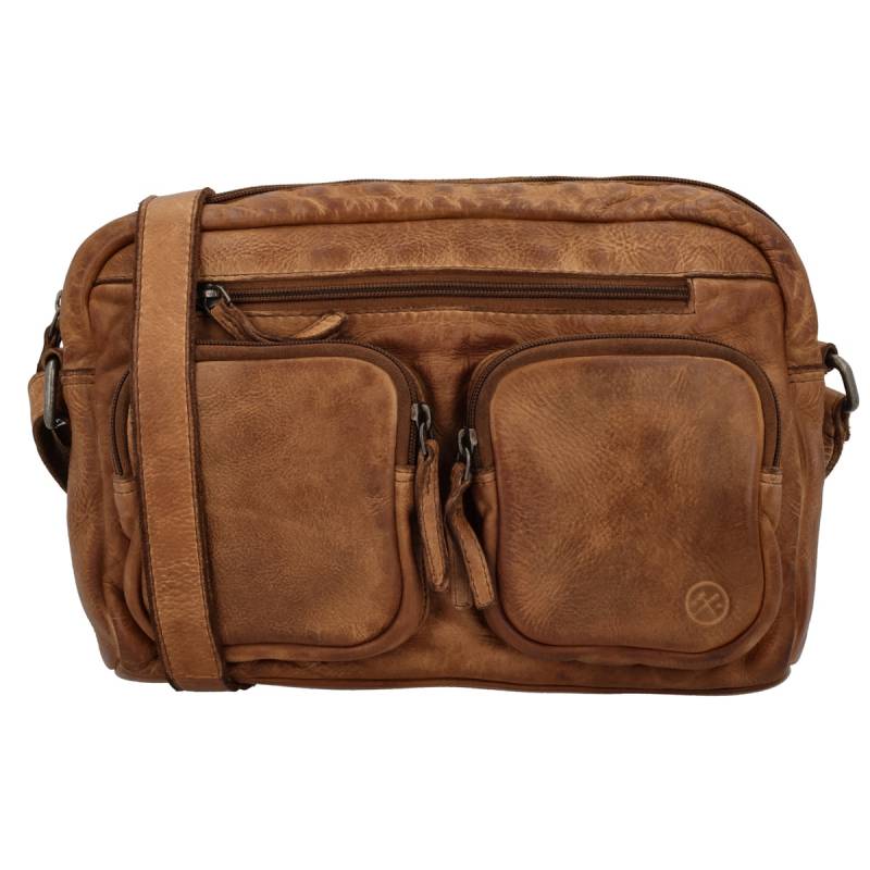 Hide & stitches paint rock schoudertas leer-Cognac von Hide & Stitches