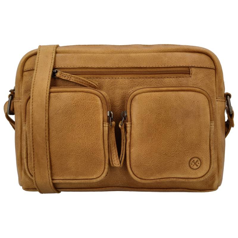 Hide & stitches paint rock schoudertas leer-Ocher Yellow von Hide & Stitches