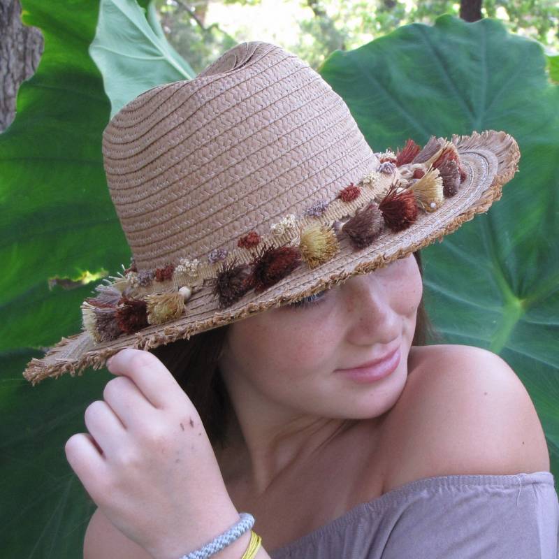 Boho Style Stroh Sommer Hut Mit Fransen in Burgundy Braun. Dies Ist Wirklich Ein Einzigartiger Für Die Person, Einen Einzigartigen Look Wünscht Boho Style Stroh Sommer Hut Mit Fransen in Burgundy Braun. Dies Ist Wirklich Ein Einzigartiger Für Die Person, Einen Einzigartigen Look Wünscht von Hidehideho