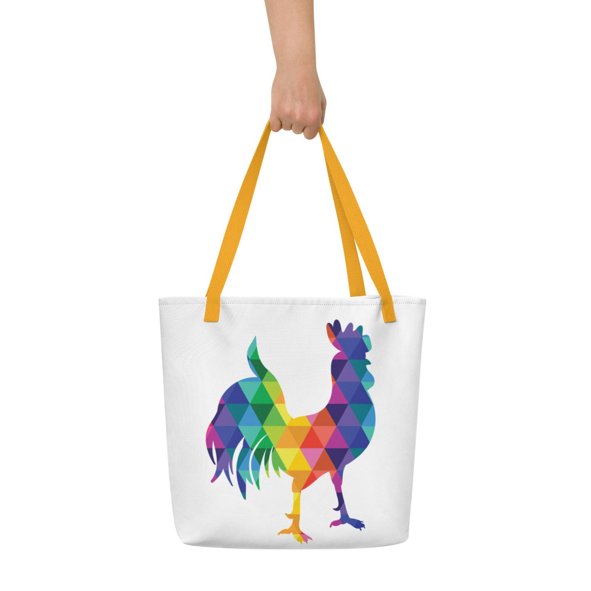 Tragetasche Farben Des Regenbogens The Rockin "Hahn Strandtasche Regenbogen Hahn Geschenk - 40 cm X 50 von HiderHouseShop