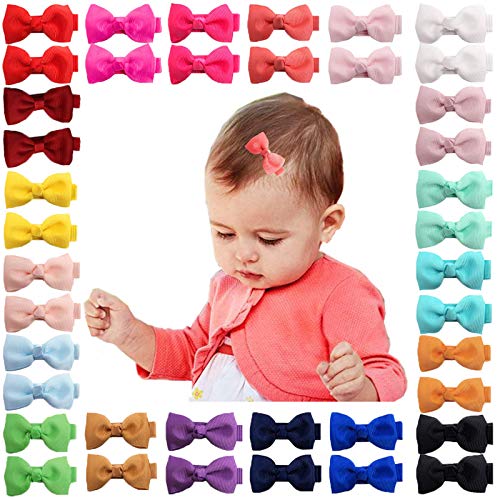 40pcs 2Inches Baby Mädchen Haarschleifen Krokodilklemmen Grosgrain Band Haarspangen Haarschmuck für Kinder Kleinkinder Kleinkinder (Color A) von Hideya
