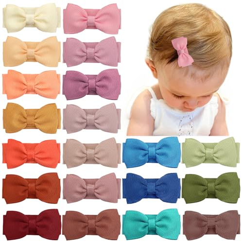 Baby Mädchen Snap Haarspangen Tiny Bow Rutschfeste Haarspangen für Kleinkinder Feines Haar Mini Bow (ColorB-20PCS) von Hideya