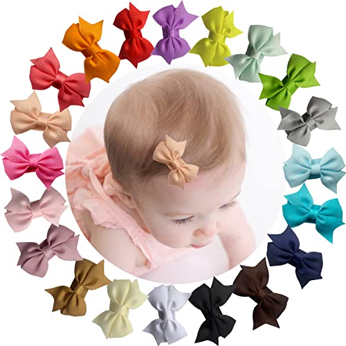 Baby Mädchen Snap Haarspangen Tiny Bow Rutschfeste Haarspangen für Kleinkinder Feines Haar Mini Bow (Pinwheel-20PCS) von Hideya