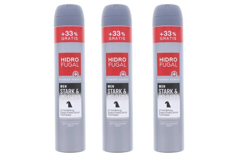 Hidrofugal Bodyspray 3 x Hidrofugal Men Stark & Anti Flecken Anti Transpirant Starker Schut von Hidrofugal