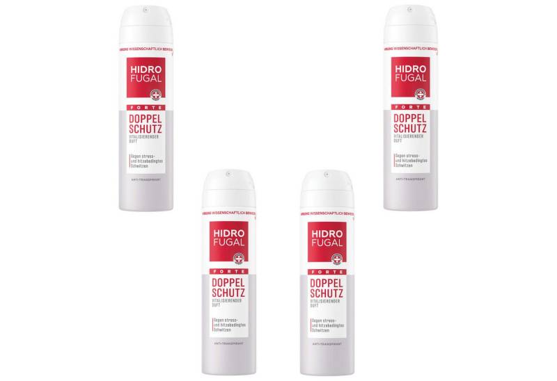 Hidrofugal Deo-Spray HIDROFUGAL FORTE DOPPEL SCHUTZ 4 x 150 ml, Set, 4-tlg., schützt gegen verschiedene Schweiß-Arten von Hidrofugal