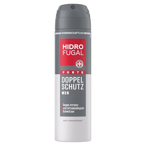 Hidrofugal MEN FORTE DOPPEL SCHUTZ Spray, Deospray mit starkem Antitranspirant Schutz gegen stress- und hitzebedingtes Schwitzen, Deodorant ohne Ethylalkohol (150 ml) von Hidrofugal