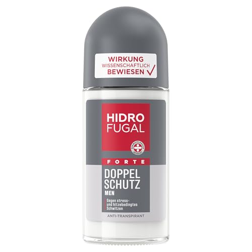 Hidrofugal MEN FORTE DOPPEL SCHUTZ Roll-on, Deo Roller mit starkem Antitranspirant Schutz gegen stress- und hitzebedingtes Schwitzen, Deodorant ohne Ethylalkohol (50 ml) von Hidrofugal
