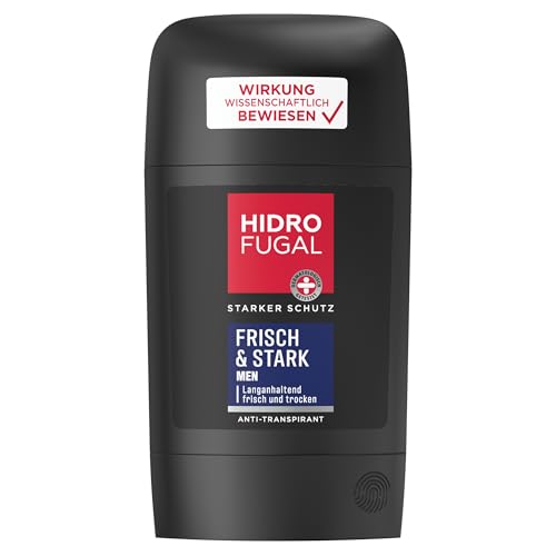 Hidrofugal MEN FRISCH & STARK Stick, starker Antitranspirant Schutz mit erfrischendem Duft, schnell trocknendes Deo für Männer ohne Ethylalkohol (50 ml) von Hidrofugal