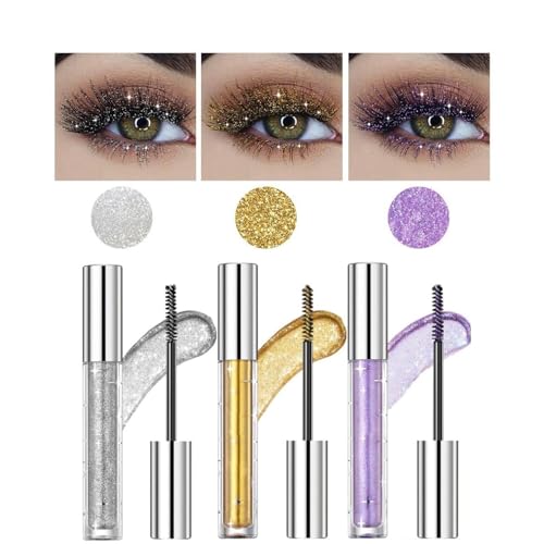 3 Farben Flüssig Glitzer Mascara, Glitzer Mascara Wasserfest Bunt, Voluminöse Glänzende Wimperntusche, Langlebige Wischfeste Charmante Mascara Funkelnde Augen Make-up Für Partys, Hochzeit, Fasching 3 Farben Flüssig Glitzer Mascara, Glitzer Mascara Wasserfest Bunt, Voluminöse Glänzende Wimperntusche, Langlebige Wischfeste Charmante Mascara Funkelnde Augen Make-up Für Partys, Hochzeit, Fasching von Hiemible