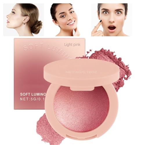 Hiemible Gesichtsrouge, Make-up Rouge Rosapuder, Langhaftes Aufbaubares Schimmermake-up Leichtes Kosmetikprodukt Für Alle Hauttöne Reise Hochzeit Fest von Hiemible