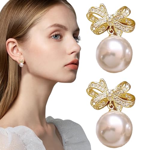 Hiemible Perlen Ohrringe | Silber Anhänger Ohrschmuck - Trendiger Schmuck Accessoires für Reisen Alltag Feiertage Frauen Hochzeit Party von Hiemible