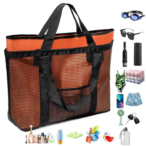 Hiemible Strandtasche - Strandtaschen Wasserdicht Sanddicht - Sandabweisende Handtasche Mit Karabinerhaken Leichter Sommertaschen Für Handy Makeup Und Decke von Hiemible