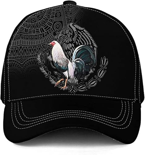 Hieprints Hahnmütze, Hahnkappen für Männer Frauen, 3D Mexikanische Hahn Baseball Kappe Snapback Gallo Huhn Cock Mexiko Kappe Hut, Hahn schwarz, Einheitsgre von Hieprints
