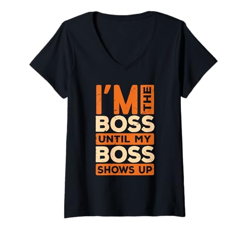 Damen Ich Bin der Chef, bis Mein Chef auftaucht T-Shirt mit V-Ausschnitt Damen Ich Bin der Chef, bis Mein Chef auftaucht T-Shirt mit V-Ausschnitt von Hierarchie -Humor