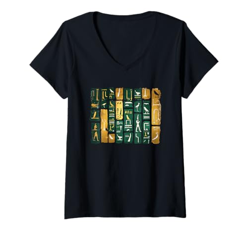 Damen Ägyptische Hieroglyphen | Ägypten Mythologie alt T-Shirt mit V-Ausschnitt Damen Ägyptische Hieroglyphen | Ägypten Mythologie alt T-Shirt mit V-Ausschnitt von Hieroglyphs Egyptian Mythology ancient Apparel