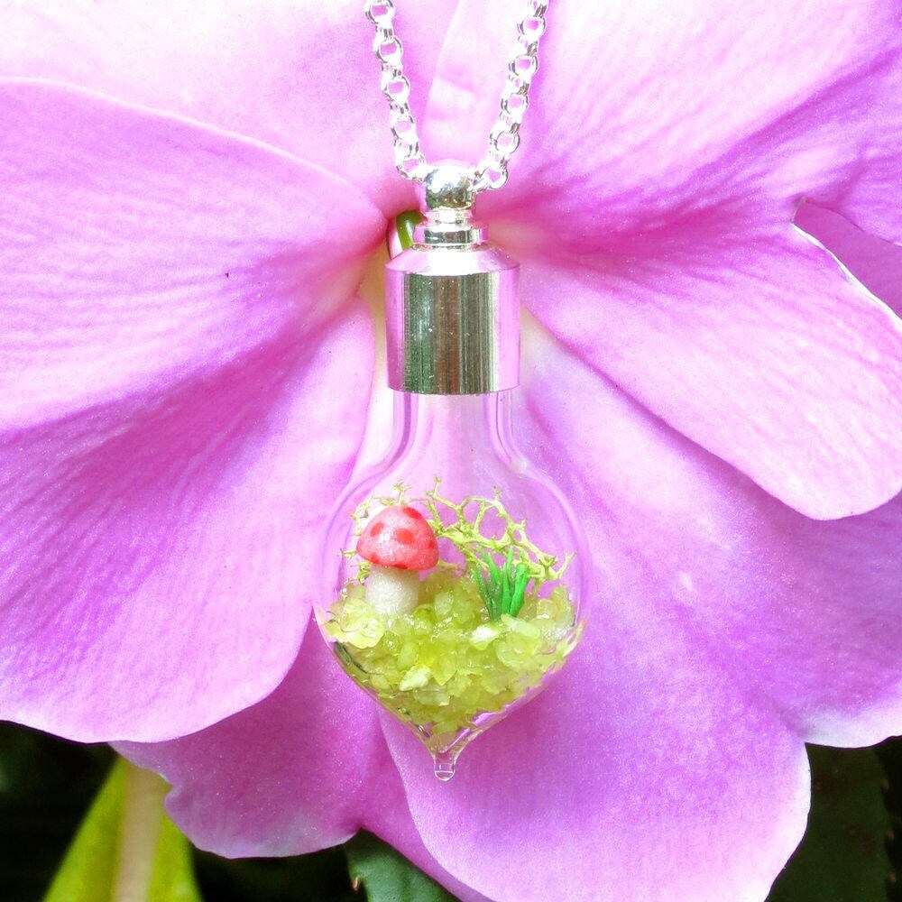 Fairy Garden Schmuck, Glas Herz Charm Halskette, Ökosystem, Terrarium, Ecosphere, Terrarium Rosa Halskette Fairy Garden Schmuck, Glas Herz Charm Halskette, Ökosystem, Terrarium, Ecosphere, Terrarium Rosa Halskette von Hieropice