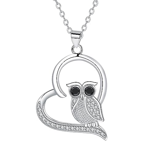 Hifeeled Eule Kette Damen Sterling Silber 925 Halskette Herz Anhänger mit Eule Original für Frauen Schmuck Geschenk Hifeeled Eule Kette Damen Sterling Silber 925 Halskette Herz Anhänger mit Eule Original für Frauen Schmuck Geschenk von Hifeeled