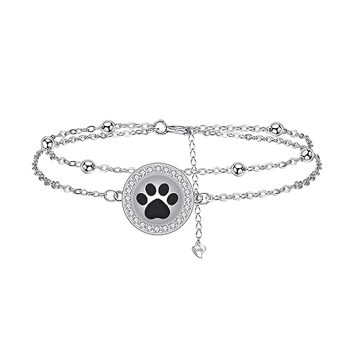 Hifeeled Hund Pfoten Armband Damen 925 Sterling Silber für Frauen Original Schmuck Geschenk Mutter Ehefrau Tochter Verstellbarer [16+4cm] von Hifeeled