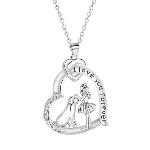 Hifeeled Hund und Mädchen Kette Damen 925 Sterling Silber Halskette mit Welpe Anhänger für Frauen Original Schmuck Geschenke Hifeeled Hund und Mädchen Kette Damen 925 Sterling Silber Halskette mit Welpe Anhänger für Frauen Original Schmuck Geschenke von Hifeeled