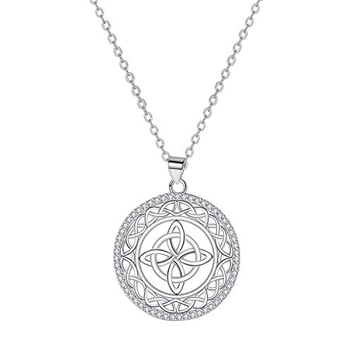 Hifeeled Keltischer Knoten Kette Damen 925 Sterling Silber Anhänger Halskette mit Hypoallergen Verstellbar Ketten |45cm+5| Original für Frauen Schmuck Geschenk von Hifeeled