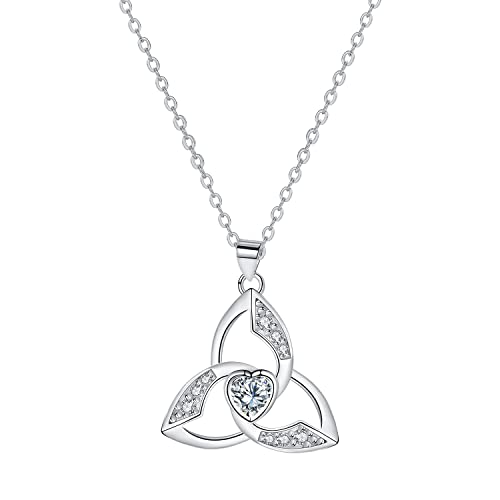 Hifeeled Keltischer Knoten Kette Damen 925 Sterling Silber Anhänger Halskette mit Hypoallergen Verstellbar Ketten |45cm+5| für Frauen Schmuck Geschenk von Hifeeled