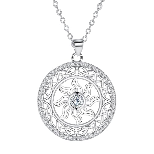 Hifeeled Kette Damen 925 Sterling Silber Keltischer Halskette für Frauen Original Schmuck mit Sonne Anhänger Geschenke für Frau Mama Tochter Hifeeled Kette Damen 925 Sterling Silber Keltischer Halskette für Frauen Original Schmuck mit Sonne Anhänger Geschenke für Frau Mama Tochter von Hifeeled