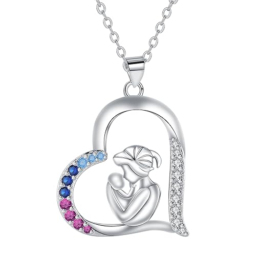 Hifeeled Mutter und Kinder Kette Damen 925 Sterling Silber Halskette Original Frauen Schmuck Weihnachten Geschenke für Mutter Ehefrau von Hifeeled