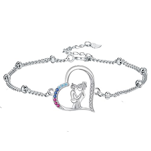 Hifeeled Mutter und Tochter Armband Damen 925 Sterling Silber für Frauen Original Schmuck Geschenk Mutter Ehefrau Tochter Verstellbarer [16+4cm] von Hifeeled