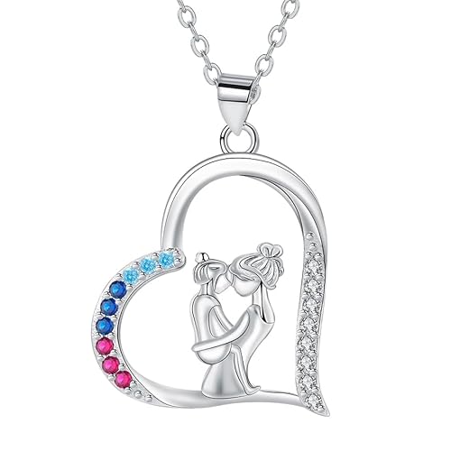 Hifeeled Mutter und Tochter Kette 925 Sterling Silber Mama Halskette Herz Anhänger Halskette Original Frauen Schmuck Geschenke für Mama von Hifeeled