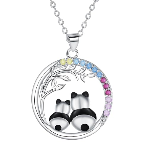 Hifeeled Panda Kette Tier Damen 925 Sterling Silber Mutter und Tochter Halskette Original Frauen Schmuck Geschenke für Mutter Ehefrau Tochter von Hifeeled