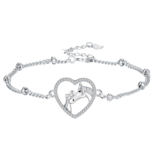 Hifeeled Pferd Mädchen Armband Damen 925 Sterling Silber mit Pferd Anhänger für Frauen Schmuck Geschenk für Tochter - Verstellbarer [16+4cm] von Hifeeled
