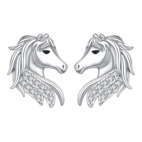 Hifeeled Pferd Ohrringe Damen 925 Sterling Silber Pferde Ohrstecker für Frauen Original Schmuck Geschenk Frau Mädchen Tochter von Hifeeled