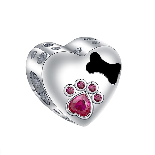 Hifeeled Pfoten Charm Anhänger 925 Sterling Silber Pfotenabdruck Bead Charms mit Hund Pfote Drucken für Pandora Damen Armband und Halskette Geschenk von Hifeeled