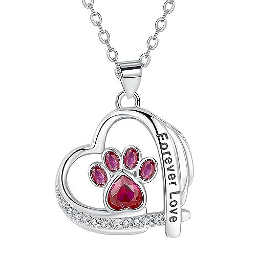 Hifeeled Pfoten Kette Damen Sterling Silber 925 Tier Pfotenabdruck Halskette Herz Anhänger mit Hund Pfote Drucken Original Geschenk für Frauen Schmuck Weihnachten Valentinstag von Hifeeled