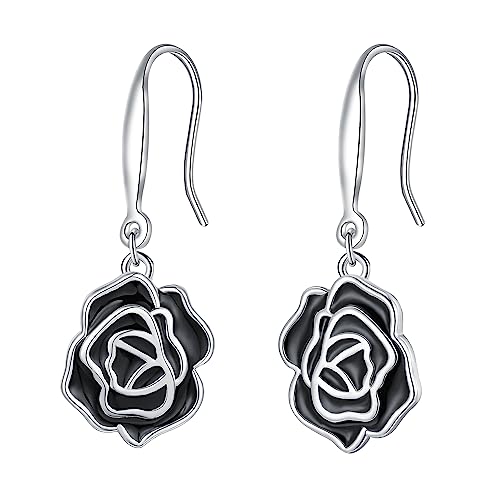 Hifeeled Rosen Ohrringe Silber 925 Damen Rose Blumen Ohrhänger für Frauen Original Schmuck Geschenk Mutter Ehefrau Freundin von Hifeeled