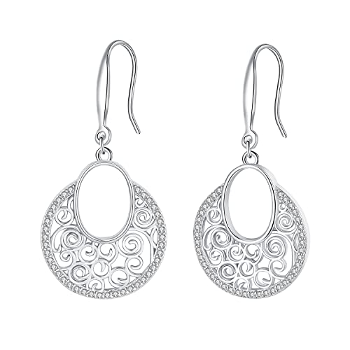 Hifeeled Runde Ohrringe Damen 925 Sterling Silber Orientalisch Ohrhänger für Frauen Original Schmuck Geschenk von Hifeeled