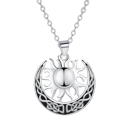 Hifeeled Sonnen Kette Damen 925 Sterling Silber Keltischer Halskette mit Sonne Anhänger Original Schmuck für Frauen Geschenke Hifeeled Sonnen Kette Damen 925 Sterling Silber Keltischer Halskette mit Sonne Anhänger Original Schmuck für Frauen Geschenke von Hifeeled