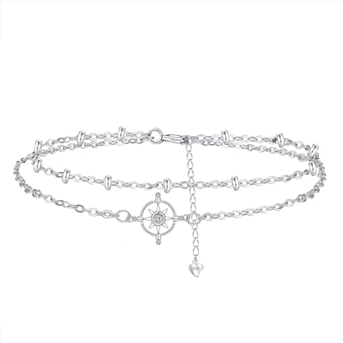 Hifeeled Stern Armband Damen 925 Sterling Silber Ruder Anhänger für Frauen Original Schmuck Geschenk Ehefrau Tochter - Verstellbarer [16+4cm] von Hifeeled