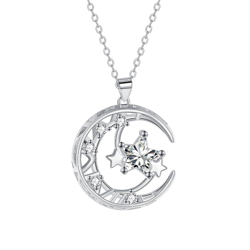 Hifeeled Stern Mond Kette Damen 925 Sterling Silber Halskette mit Mond Anhänger für Frauen Original Schmuck Geschenke Hifeeled Stern Mond Kette Damen 925 Sterling Silber Halskette mit Mond Anhänger für Frauen Original Schmuck Geschenke von Hifeeled